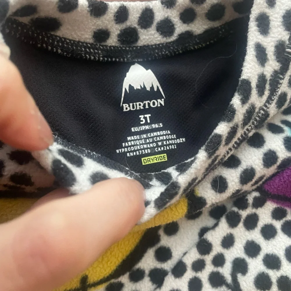 Burton 3T Black Polka Floral Fleece Set with Yellow, Purple, Teal & Lime Accents - Picture 4 of 5